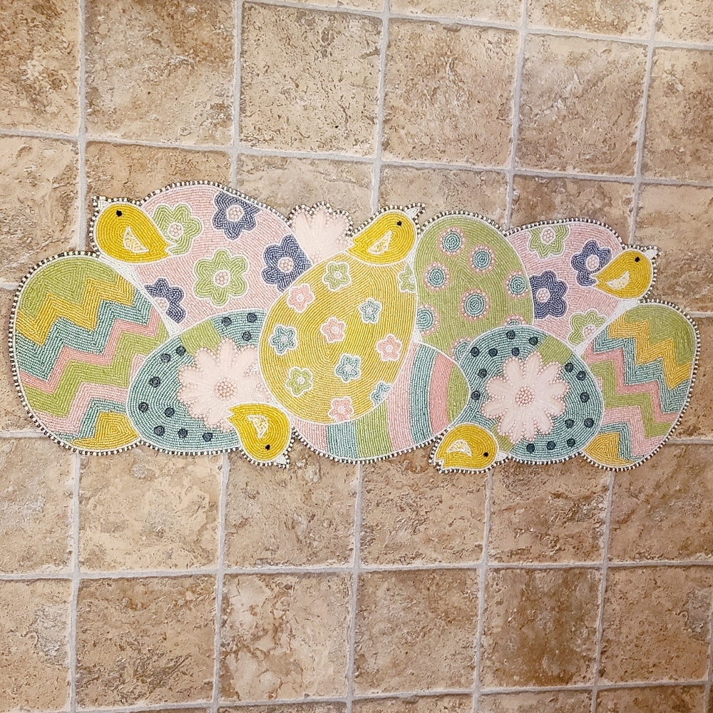 Nicole Miller Beaded Easter Egg Table Runner Centerpiece